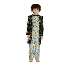 Pokemon Pikachu Boys 3-Piece Black Robe & Pajama Set Soft & Cozy Size 4- XS